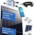 Balkonkraftwerk 890Wp JA Solar Bifazial N-Type JAM54D40-445/GB Hoymiles HMS-800W-2T ‪mit Halterung