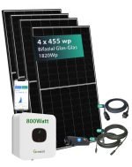 Balkonkraftwerk 1820Wp 4 x JA Solar Bifazial N-Type JAM54D40-455/GB mit Growatt Mic-800 Tlx Wechselrichter 800W